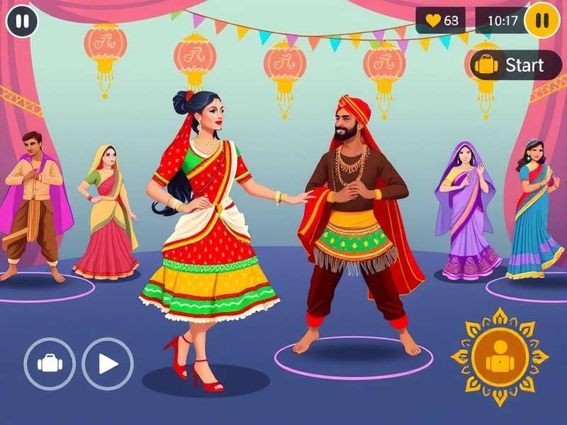 Festive Garba gameplay showing traditional dance moves